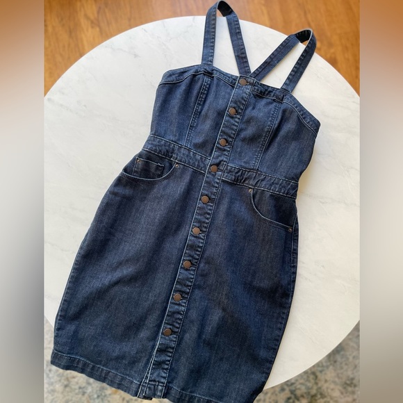 Universal Thread Dresses & Skirts - Universal Thread Dark Blue Denim Button Up Jumper Dress Size 10